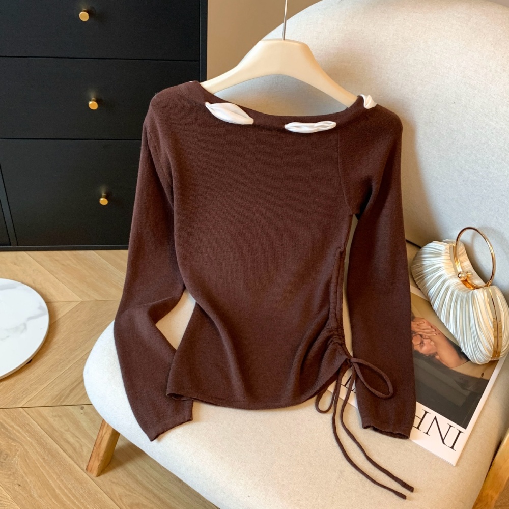 Slim scarves sloping shoulder bottoming shirt for women