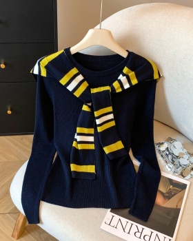 Autumn and winter all-match shawl slim stripe tops