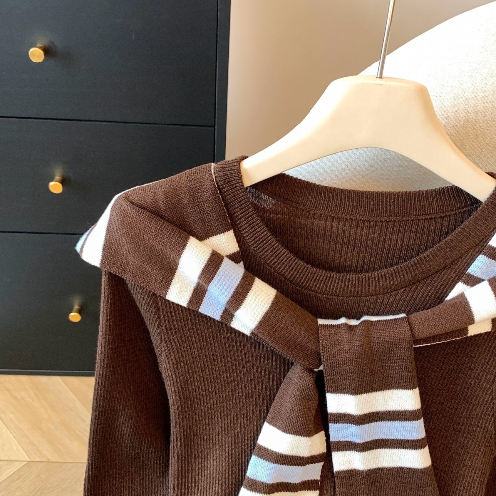 Autumn and winter all-match shawl slim stripe tops
