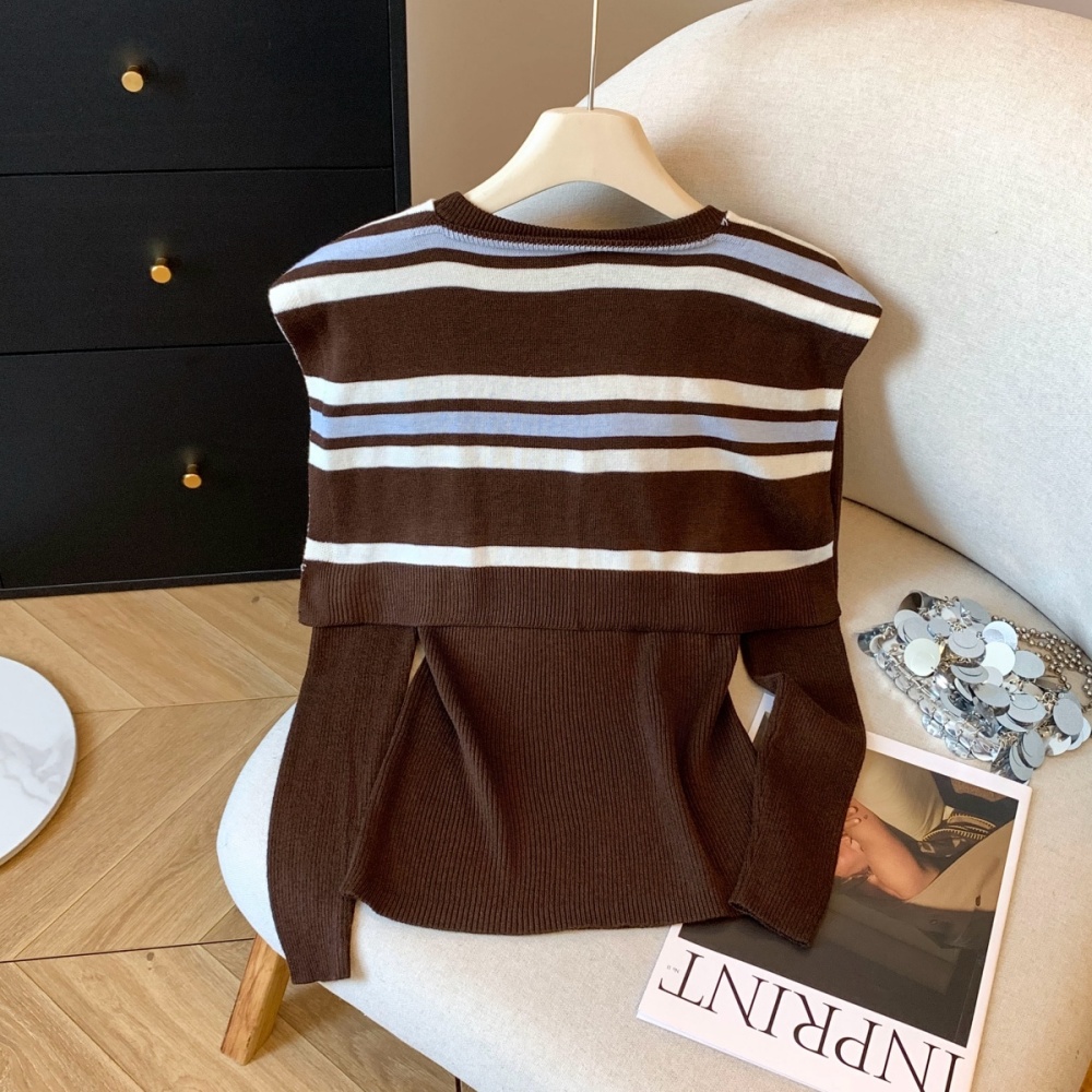 Autumn and winter all-match shawl slim stripe tops