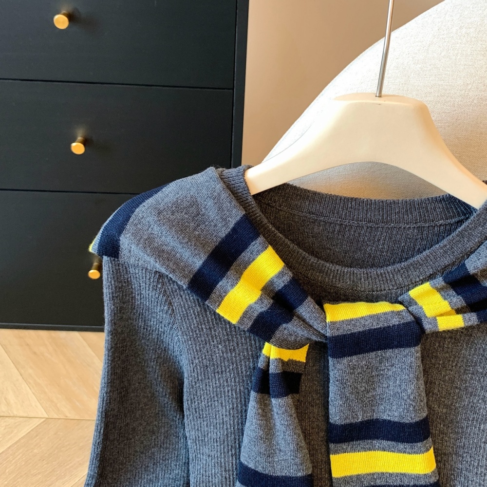 Autumn and winter all-match shawl slim stripe tops