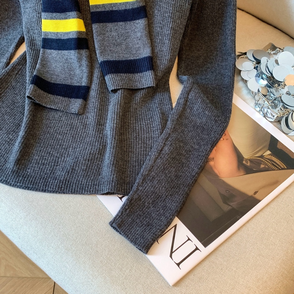 Autumn and winter all-match shawl slim stripe tops