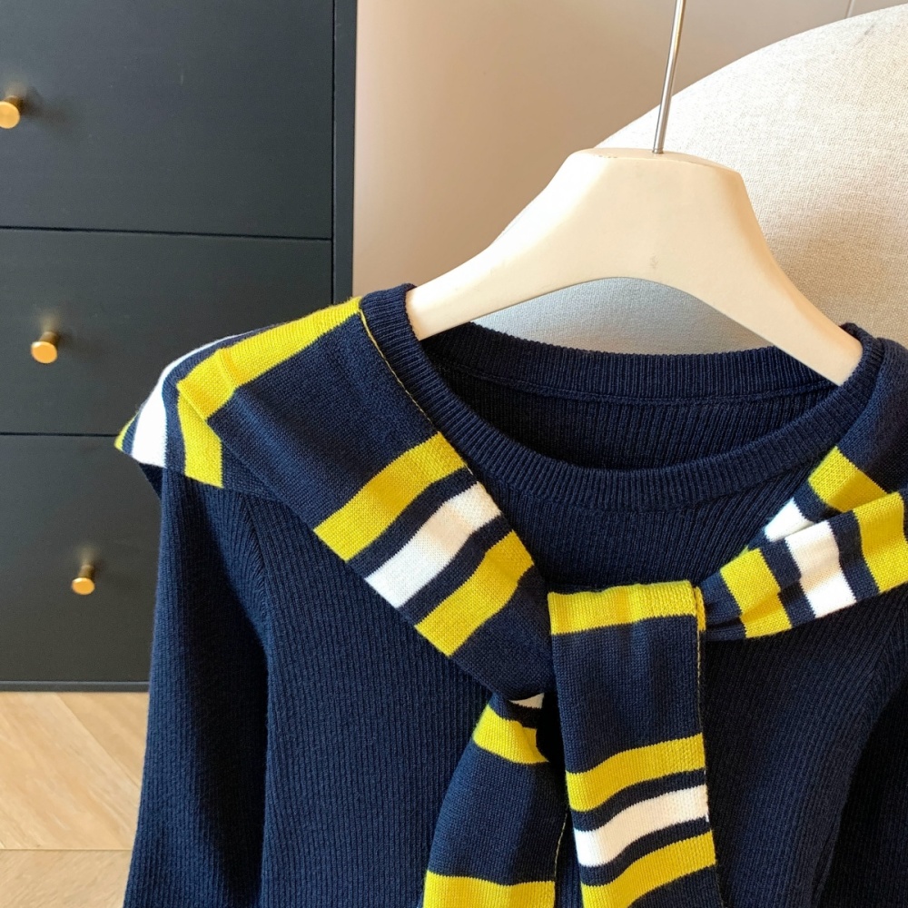 Autumn and winter all-match shawl slim stripe tops