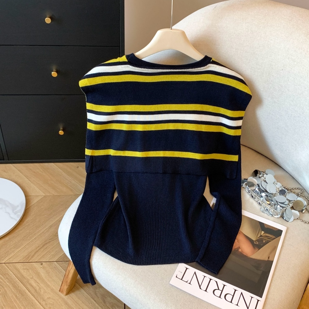 Autumn and winter all-match shawl slim stripe tops