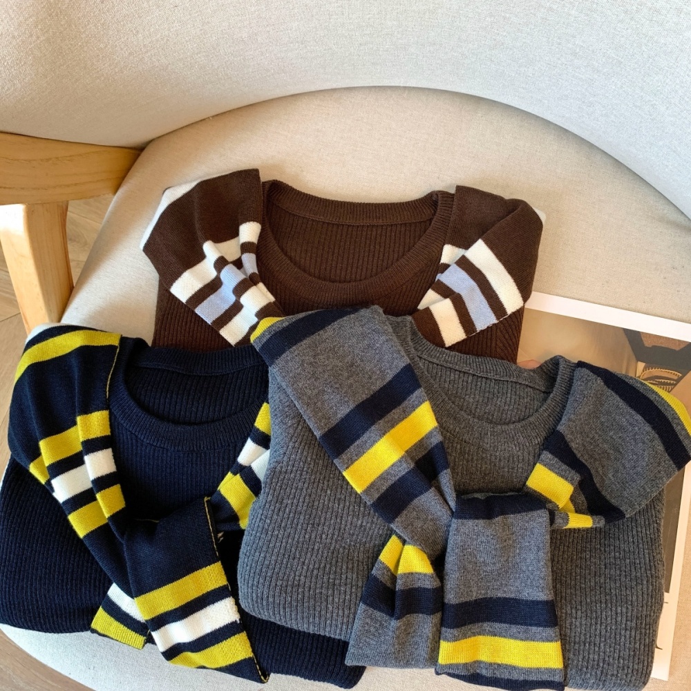 Autumn and winter all-match shawl slim stripe tops