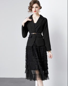 Cake black coat gauze fashion business suit a set