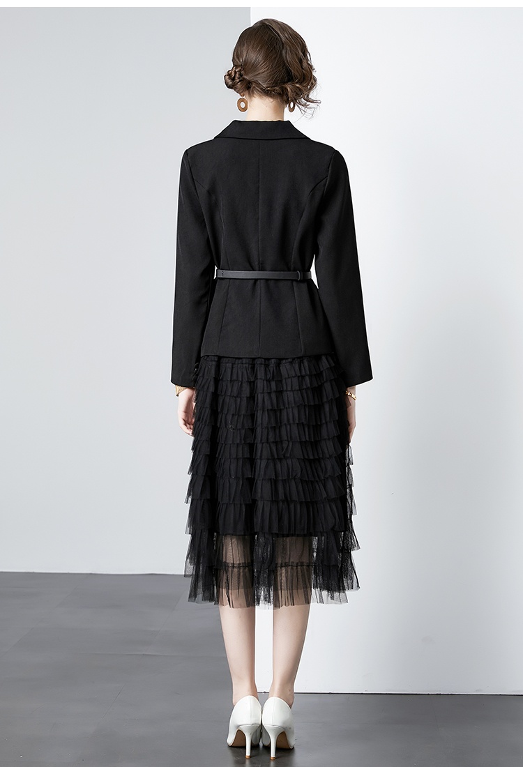 Cake black coat gauze fashion business suit a set