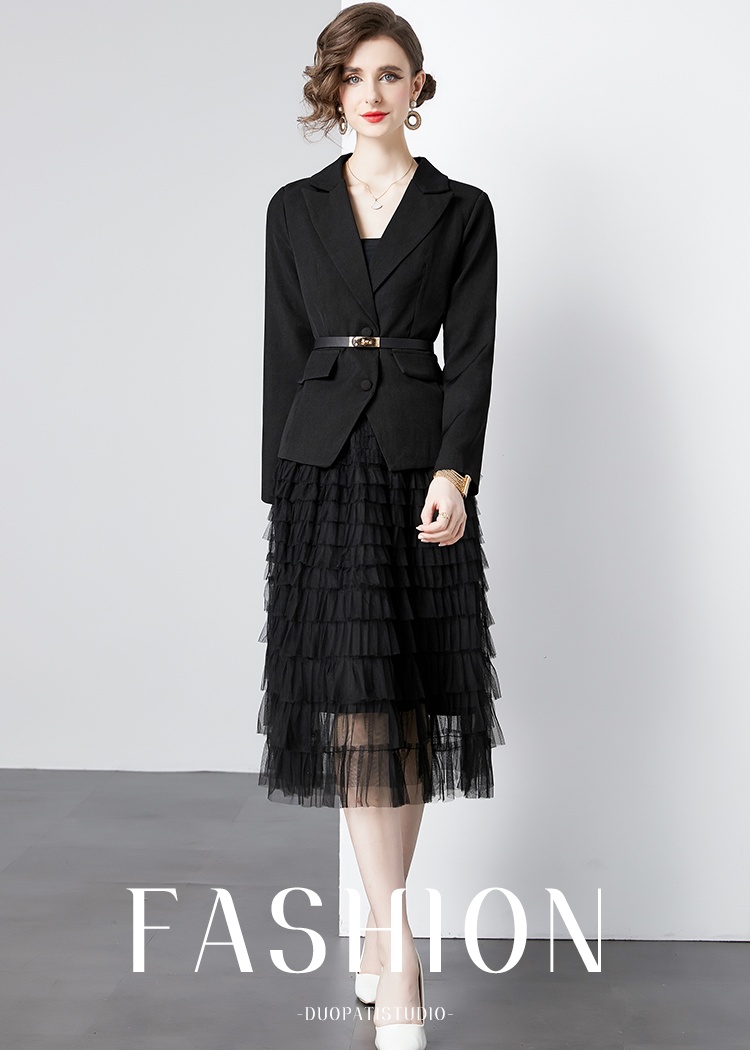 Cake black coat gauze fashion business suit a set