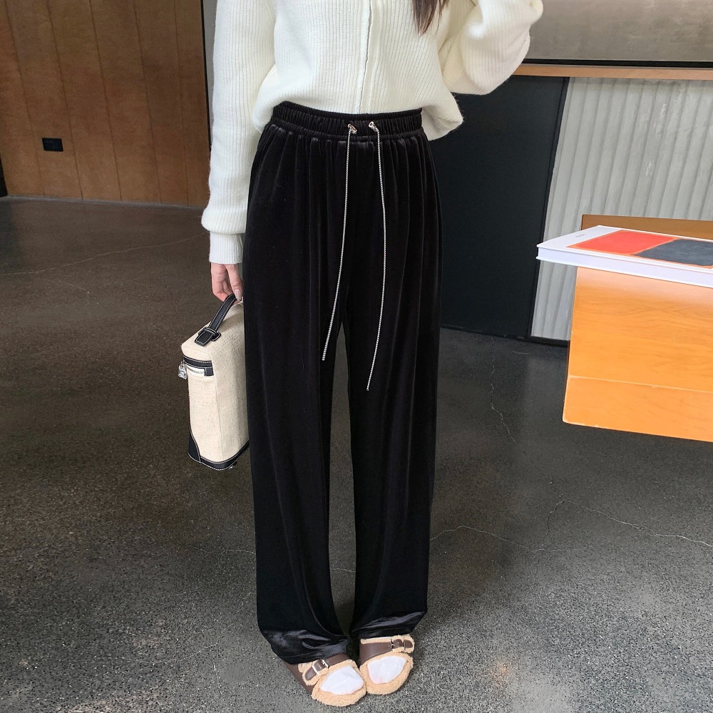Drape chain wide leg pants mopping autumn long pants