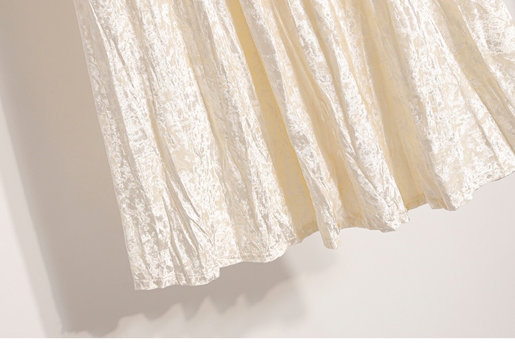 All-match velvet autumn and winter slim fold long skirt