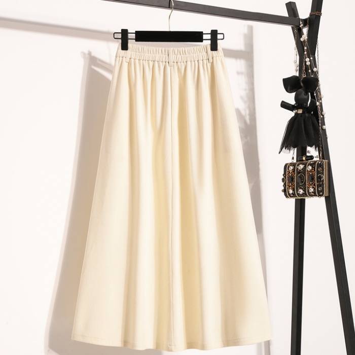 A-line corduroy long dress slim skirt for women