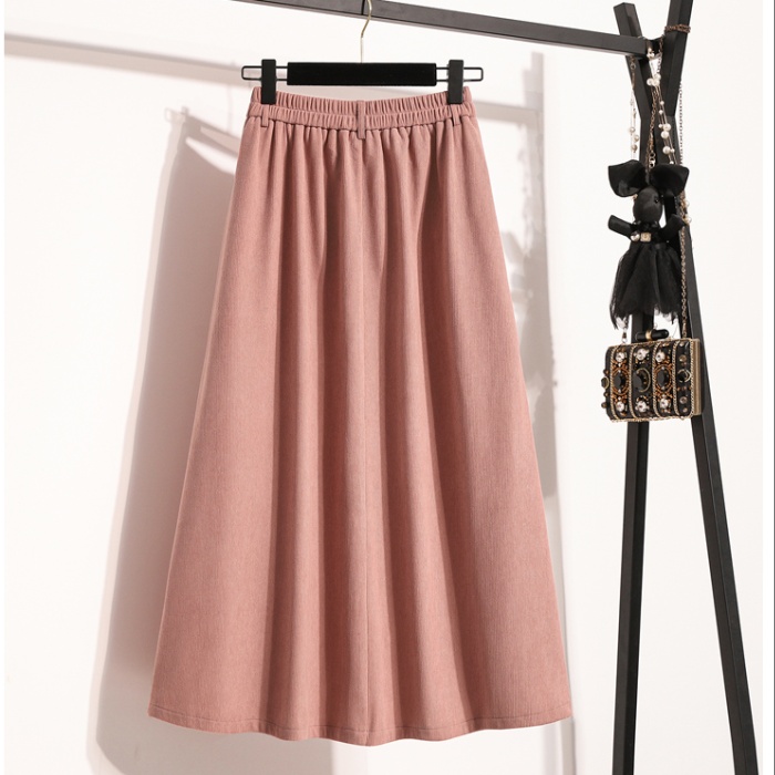 A-line corduroy long dress slim skirt for women