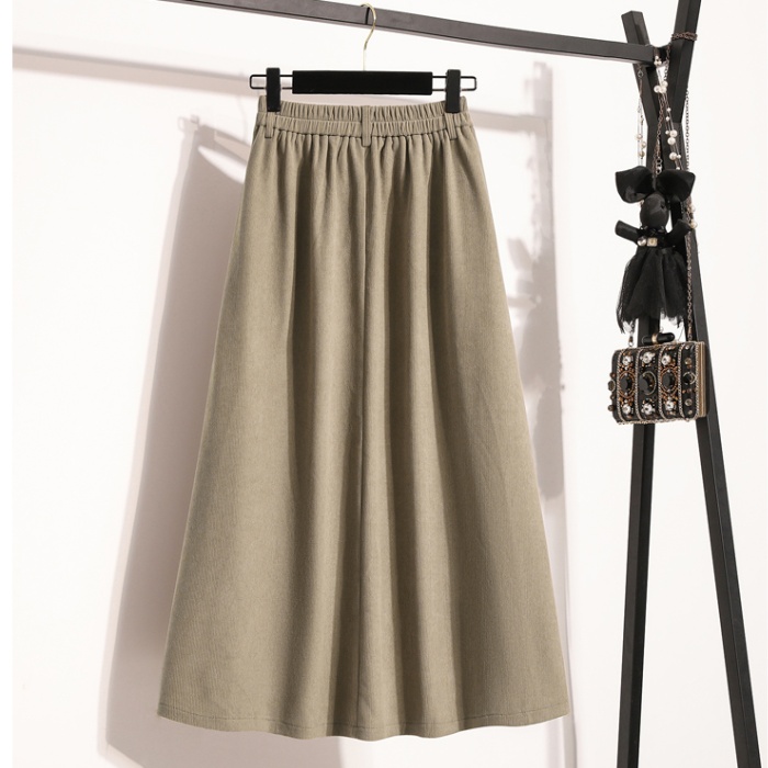 A-line corduroy long dress slim skirt for women