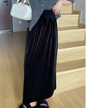 Drape long retro short skirt split high waist skirt for women