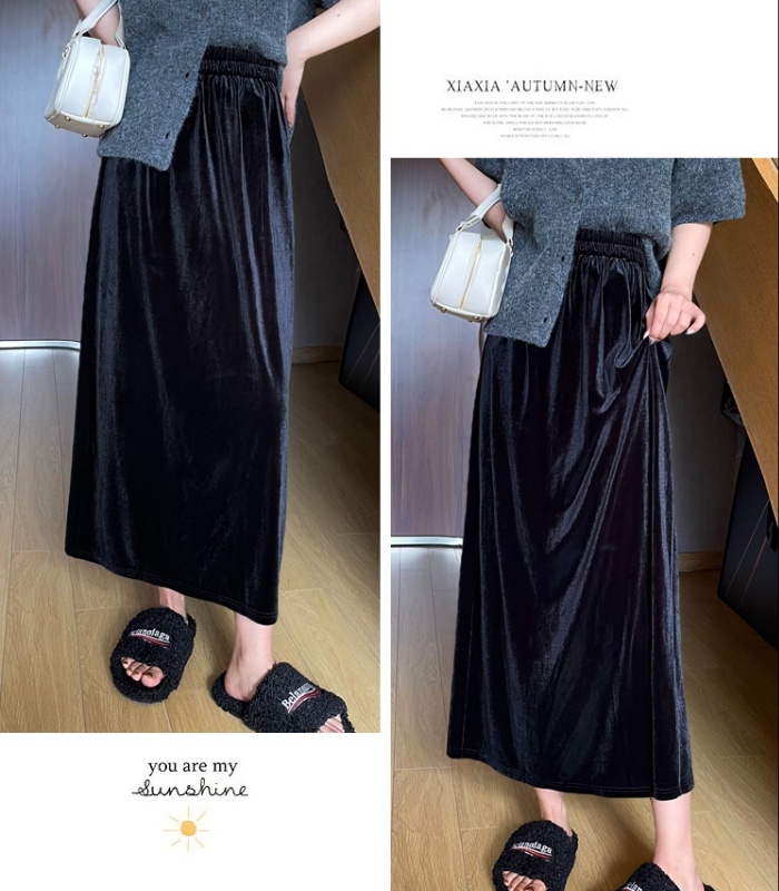 Drape long retro short skirt split high waist skirt for women