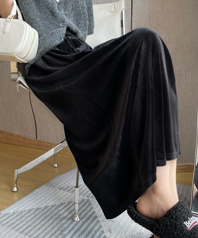 Drape long retro short skirt split high waist skirt for women