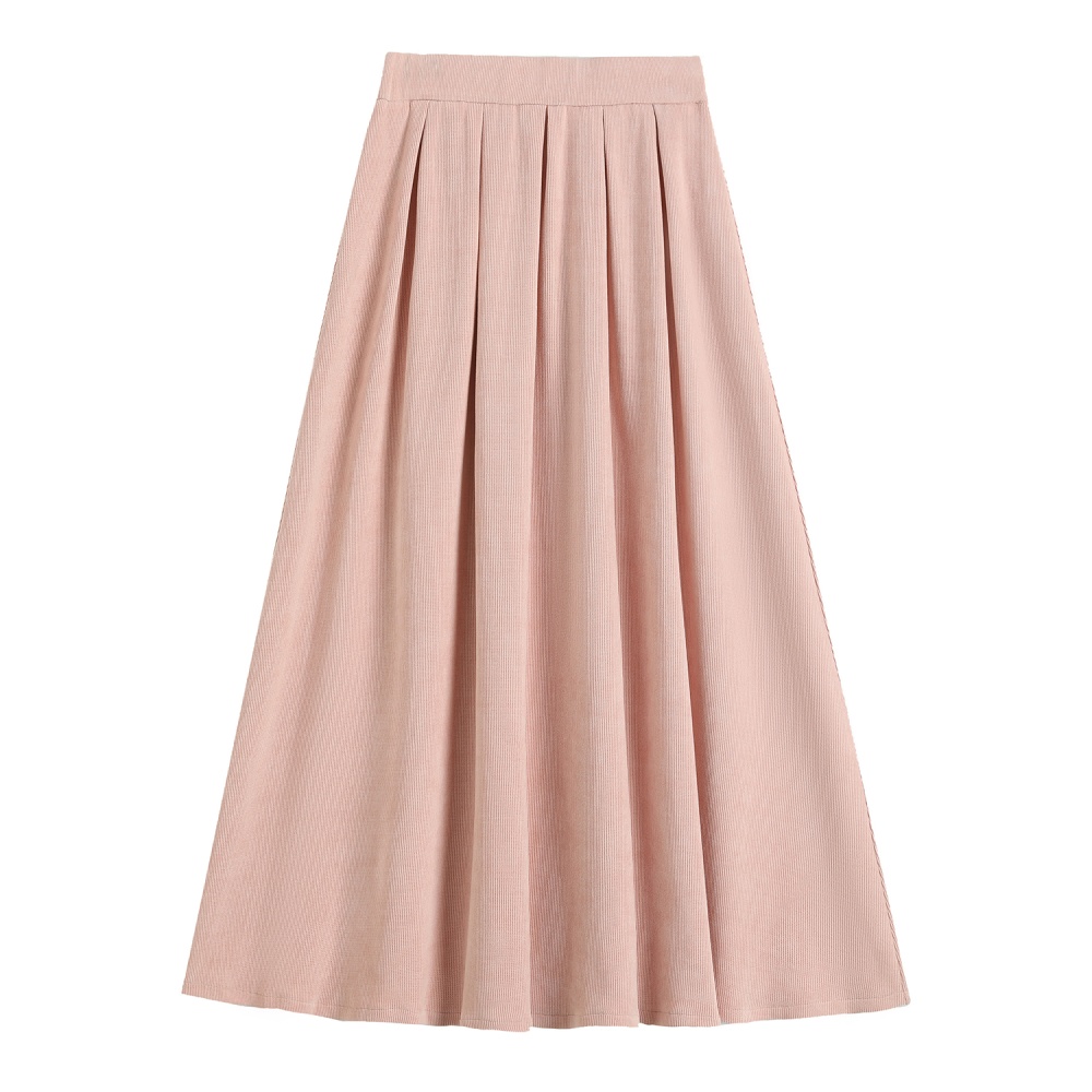 Autumn pleated long dress high waist corduroy skirt