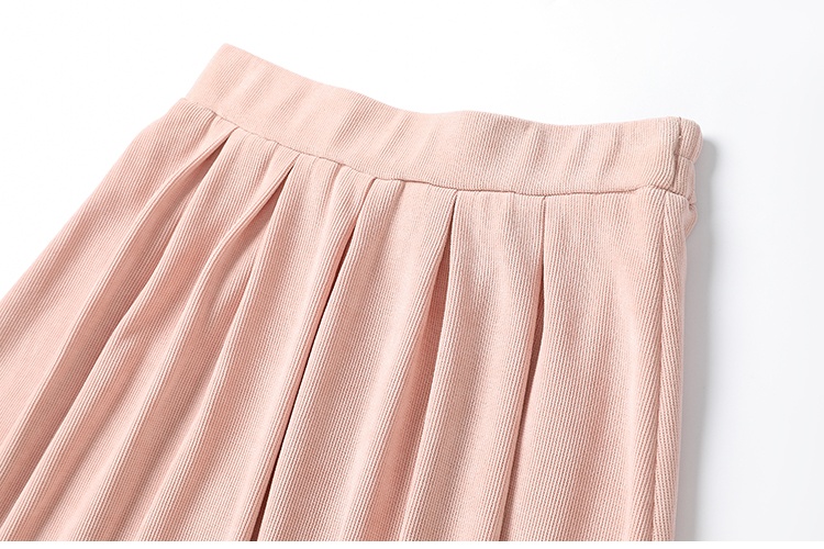 Autumn pleated long dress high waist corduroy skirt