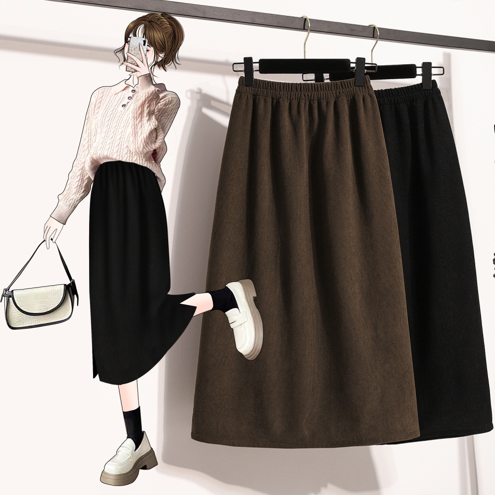 Slim black skirt loose high waist one step skirt for women