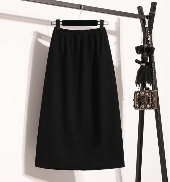 Slim black skirt loose high waist one step skirt for women