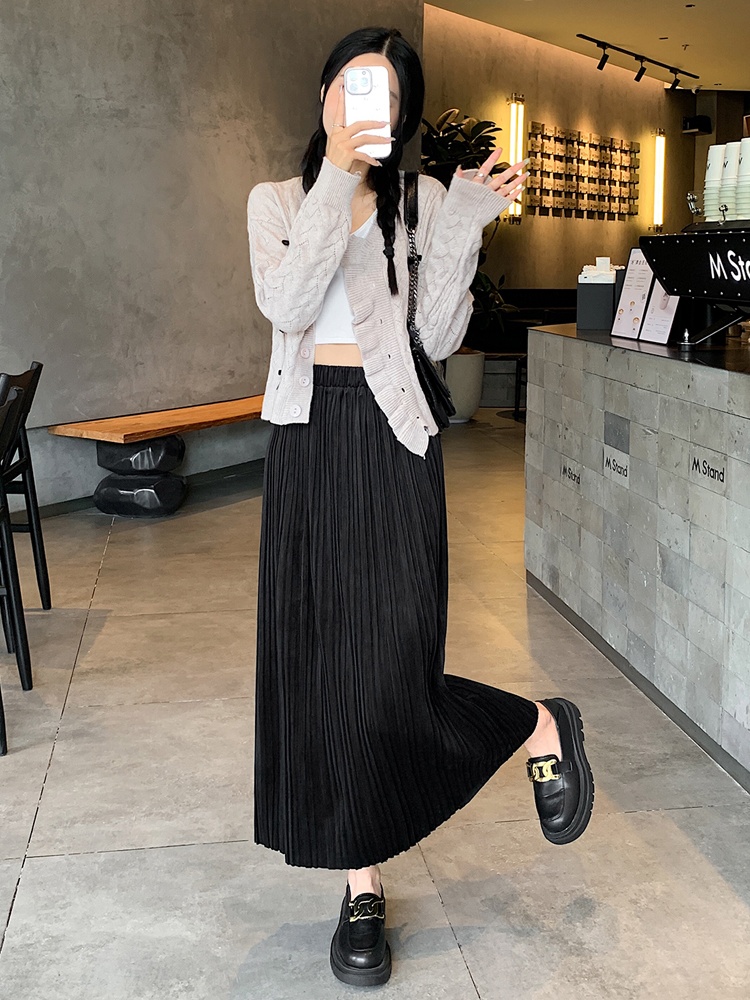 Drape pleated long skirt long skirt for women