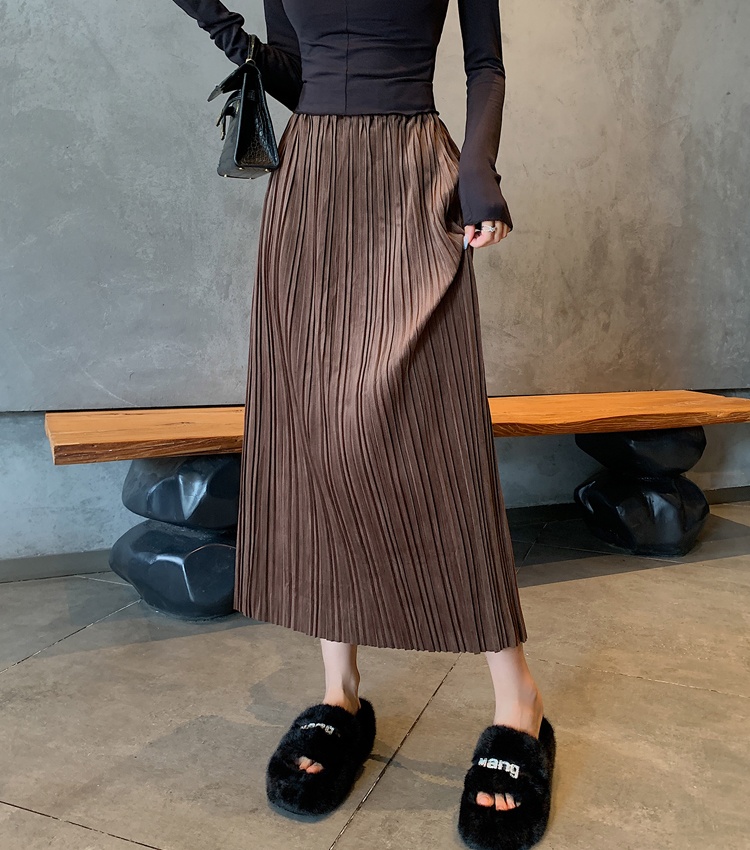 Drape pleated long skirt long skirt for women