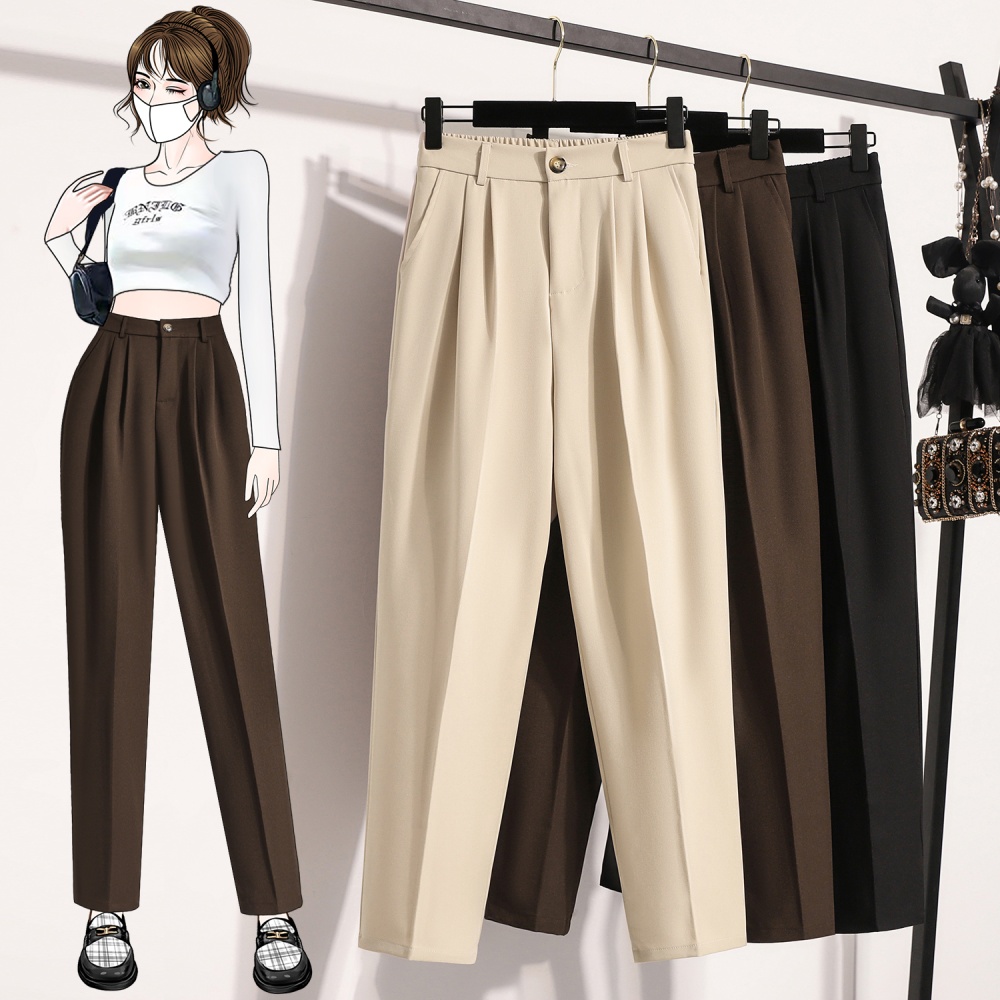 Loose drape Casual pants black large yard suit pants for women