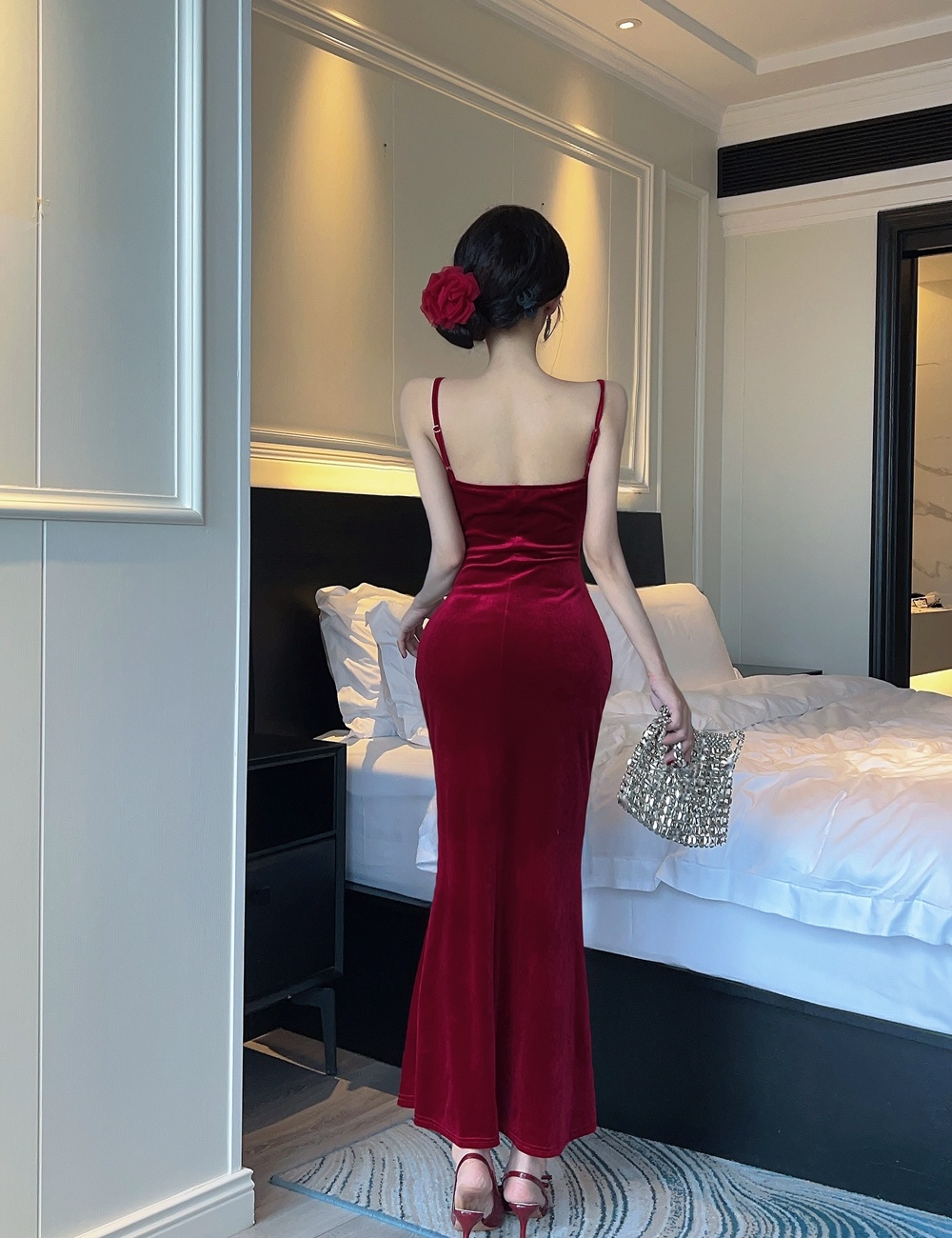 Split formal dress irregular dress for women