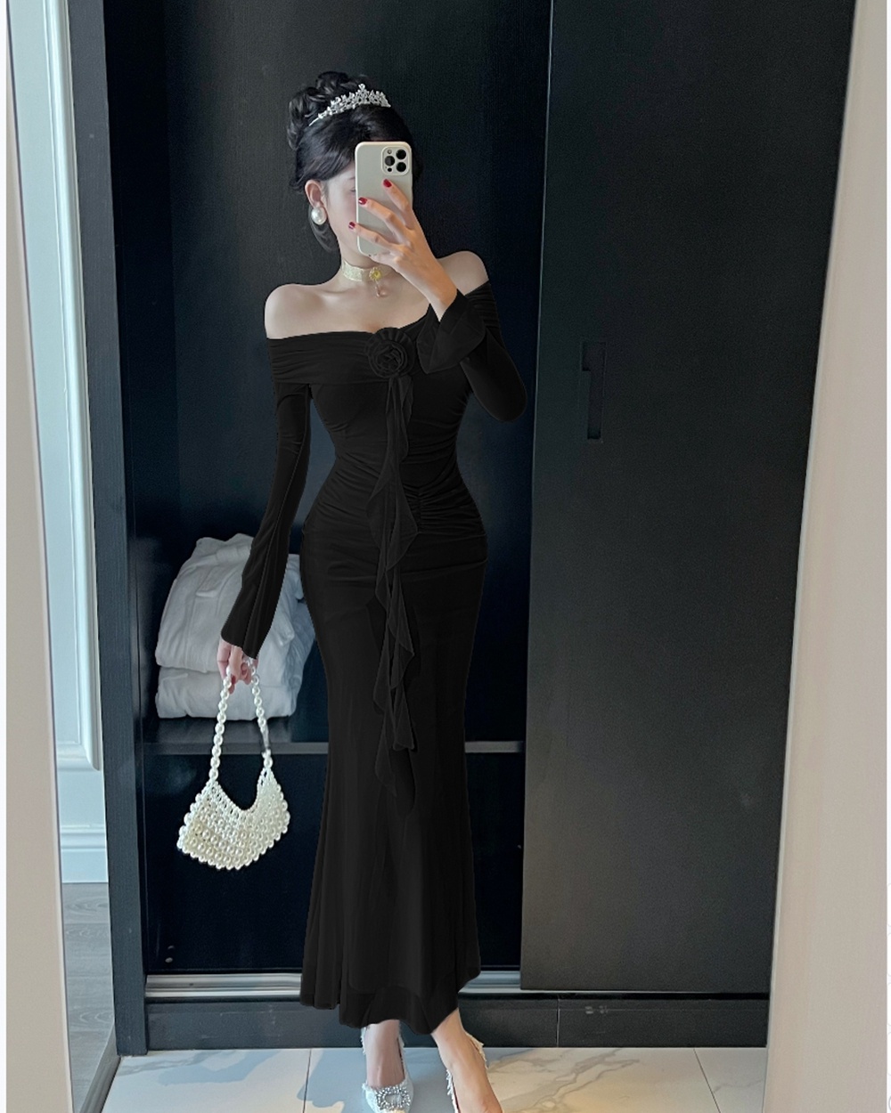 Slim spicegirl long dress long sleeve dress for women