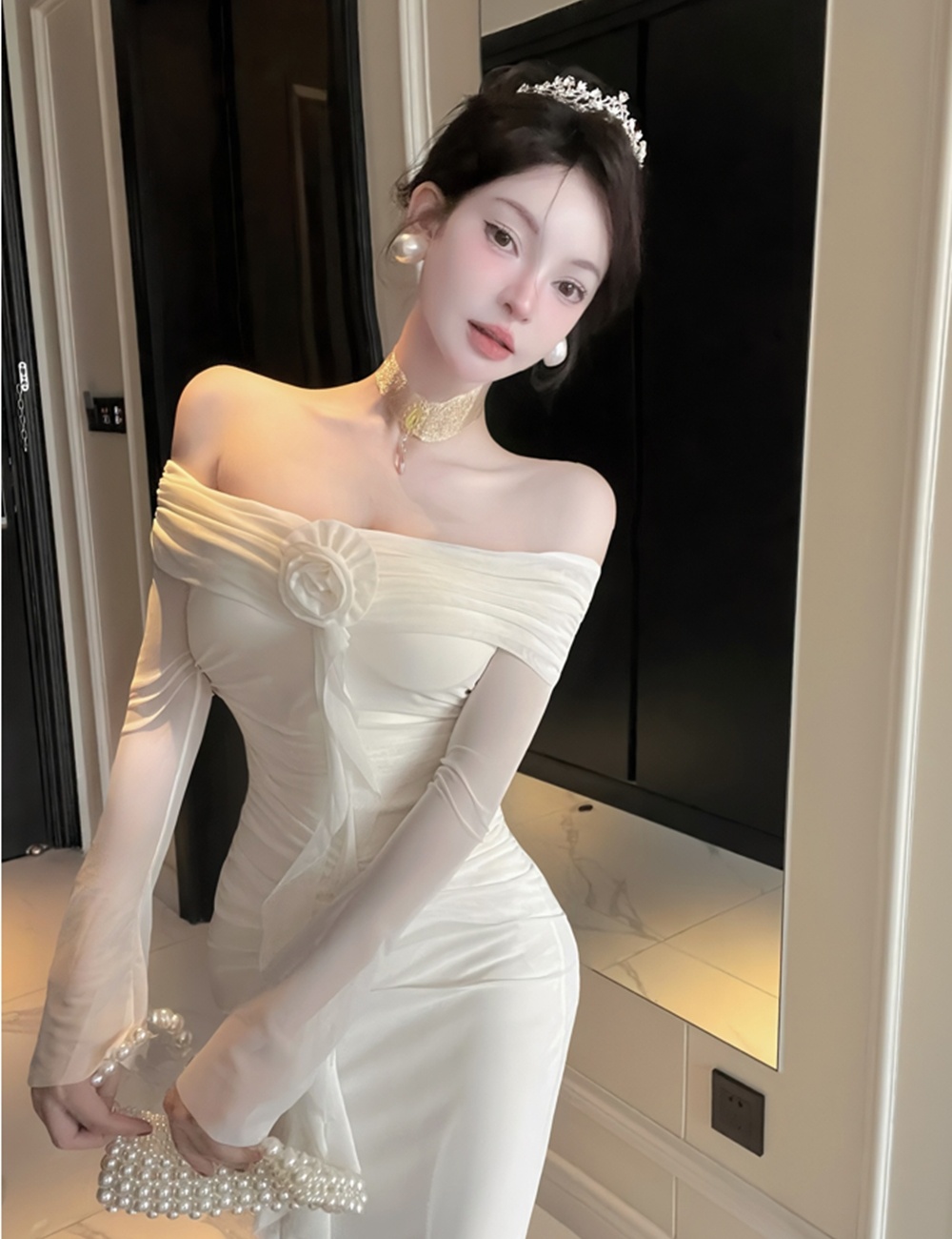 Slim spicegirl long dress long sleeve dress for women