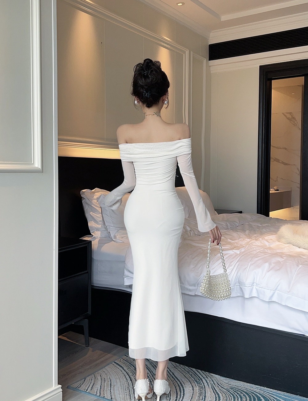 Slim spicegirl long dress long sleeve dress for women