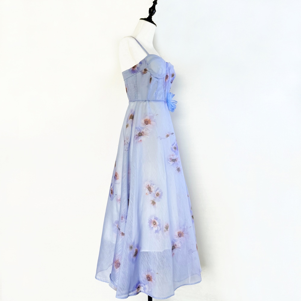 Breast care vacation autumn lady sling printing dress