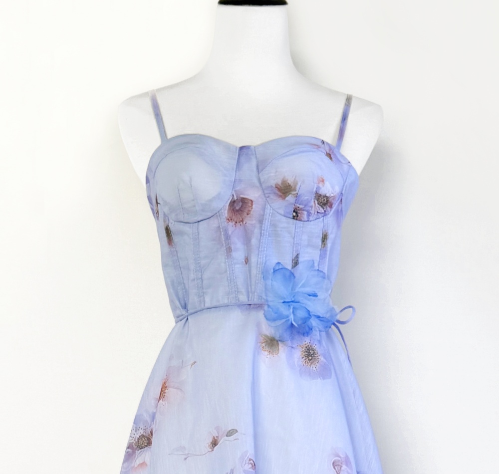 Breast care vacation autumn lady sling printing dress