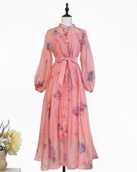 Printing long dress stitching dress for women