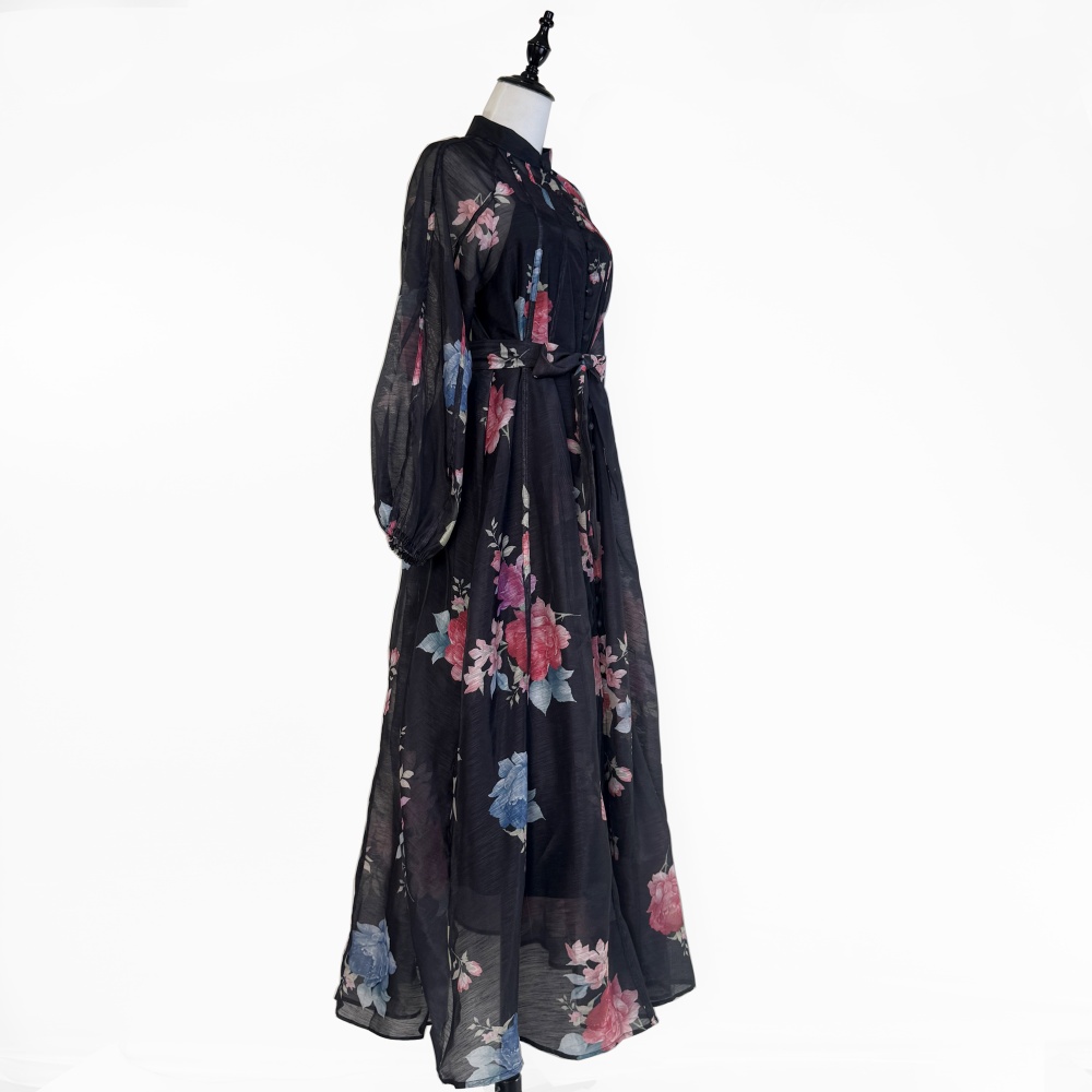 Printing long dress stitching dress for women