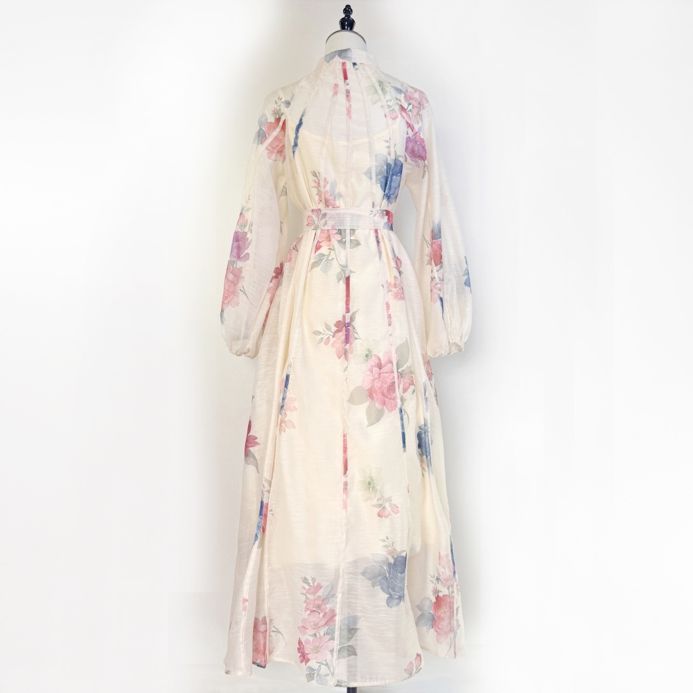 Printing long dress stitching dress for women