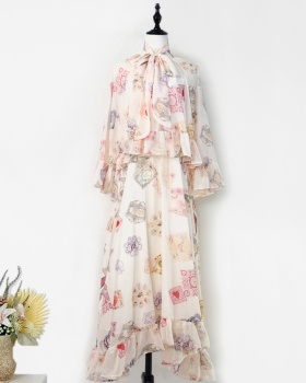 Loose fashion long dress autumn graffiti jumpsuit