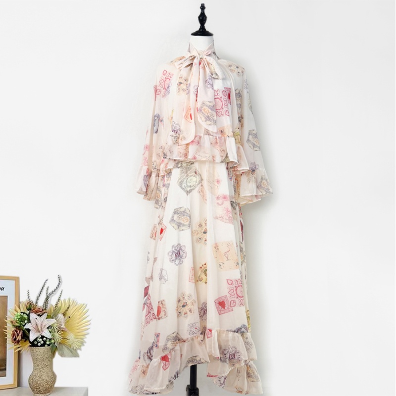 Loose fashion long dress autumn graffiti jumpsuit