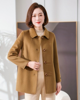 Slim woolen coat single-breasted overcoat for women