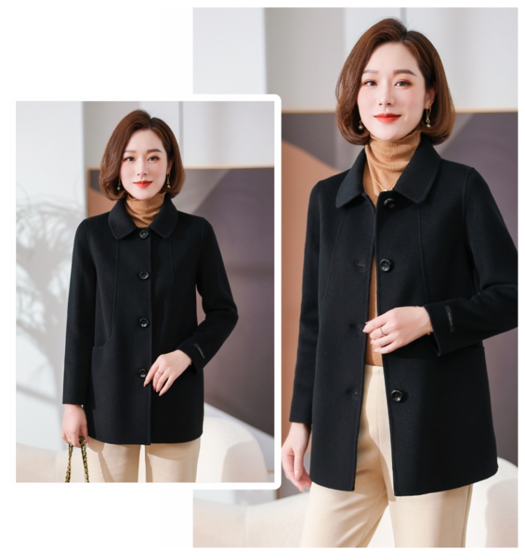 Slim woolen coat single-breasted overcoat for women
