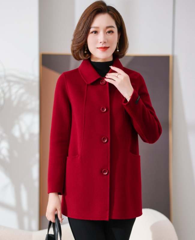 Slim woolen coat single-breasted overcoat for women