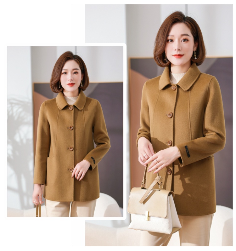 Slim woolen coat single-breasted overcoat for women
