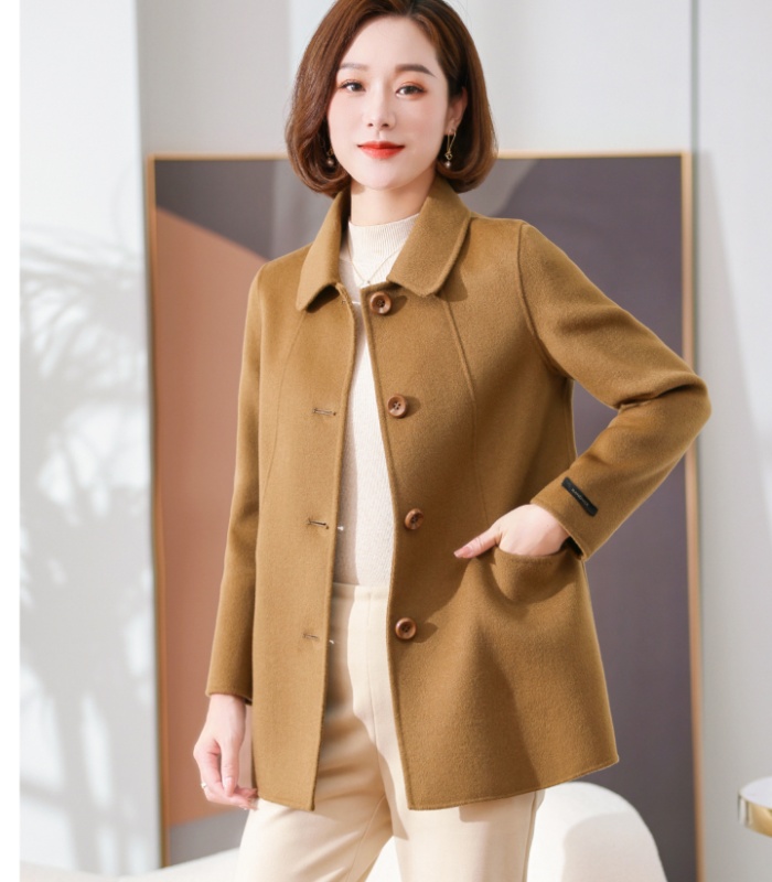 Slim woolen coat single-breasted overcoat for women