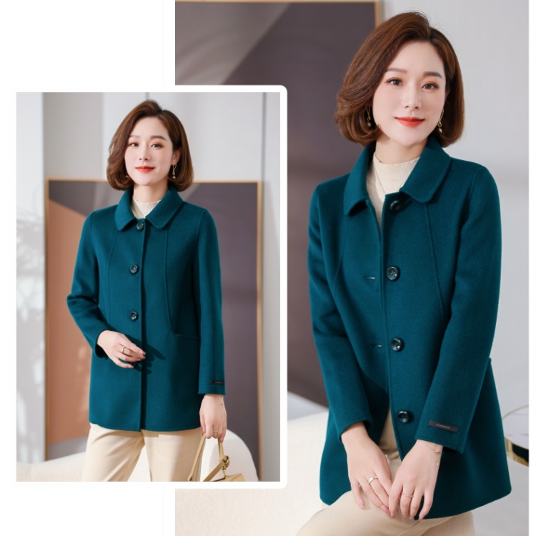 Slim woolen coat single-breasted overcoat for women