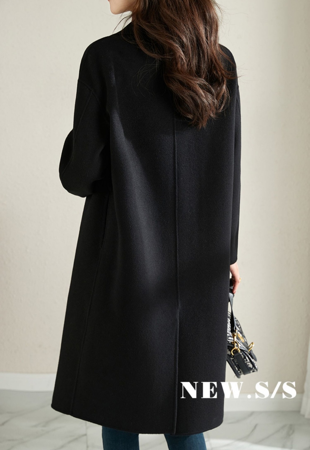France style red overcoat exceed knee woolen woolen coat