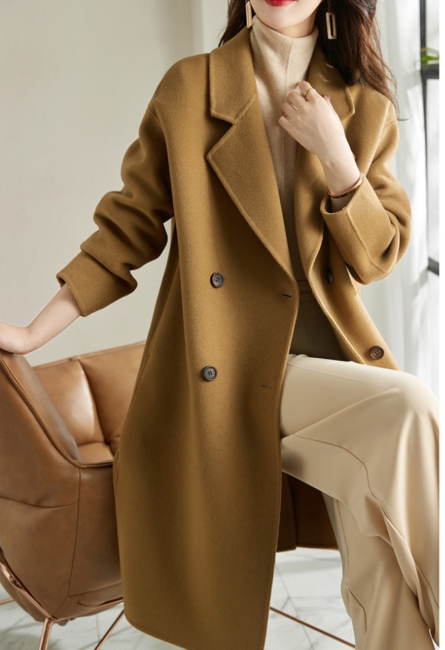 France style red overcoat exceed knee woolen woolen coat