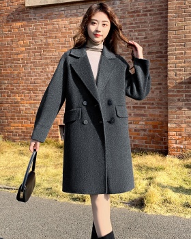 Autumn and winter overcoat gray woolen coat for women