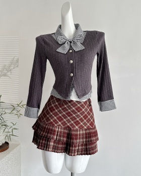 Aristocracy short skirt plaid tops a set for women
