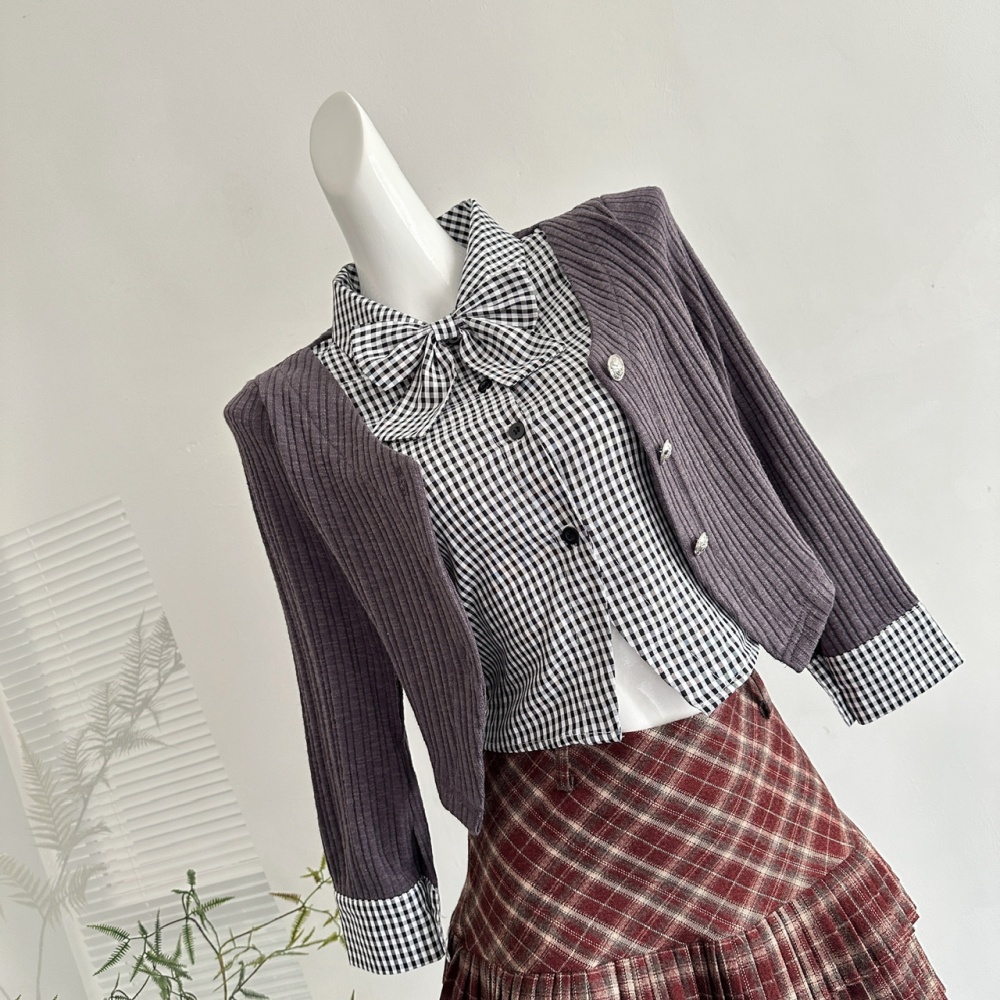 Aristocracy short skirt plaid tops a set for women