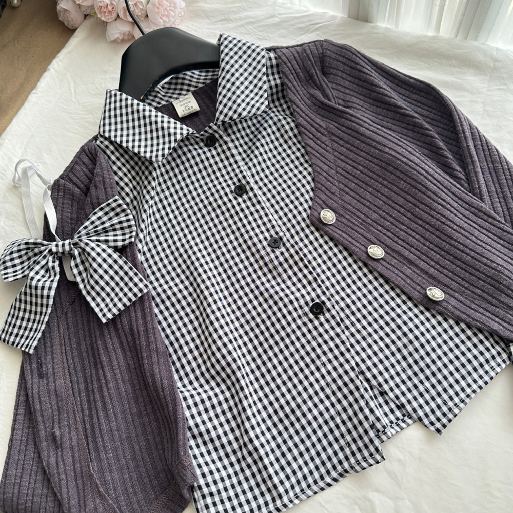 Aristocracy short skirt plaid tops a set for women